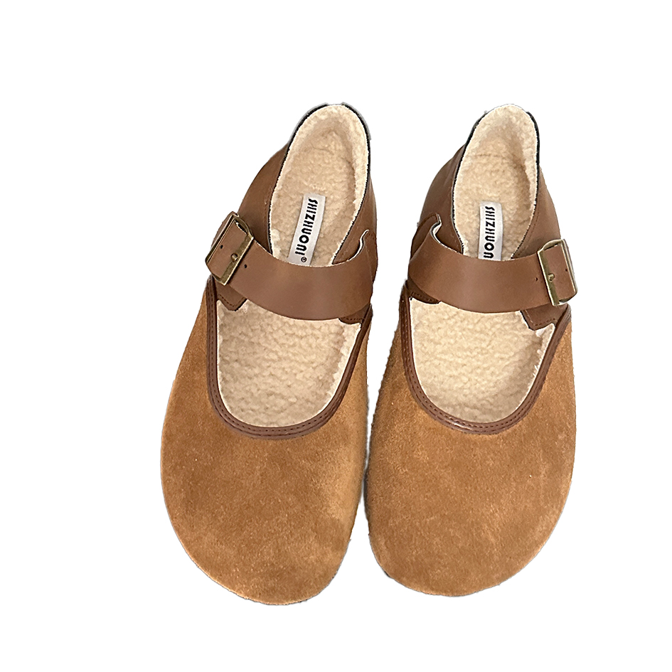 Genuine Leather Mary Jane Shoes Women 2024 Autumn Winter Forest Retro Round Toe Flat Casual Plush Ugly Cute Birkenstock Shoes - Image 5