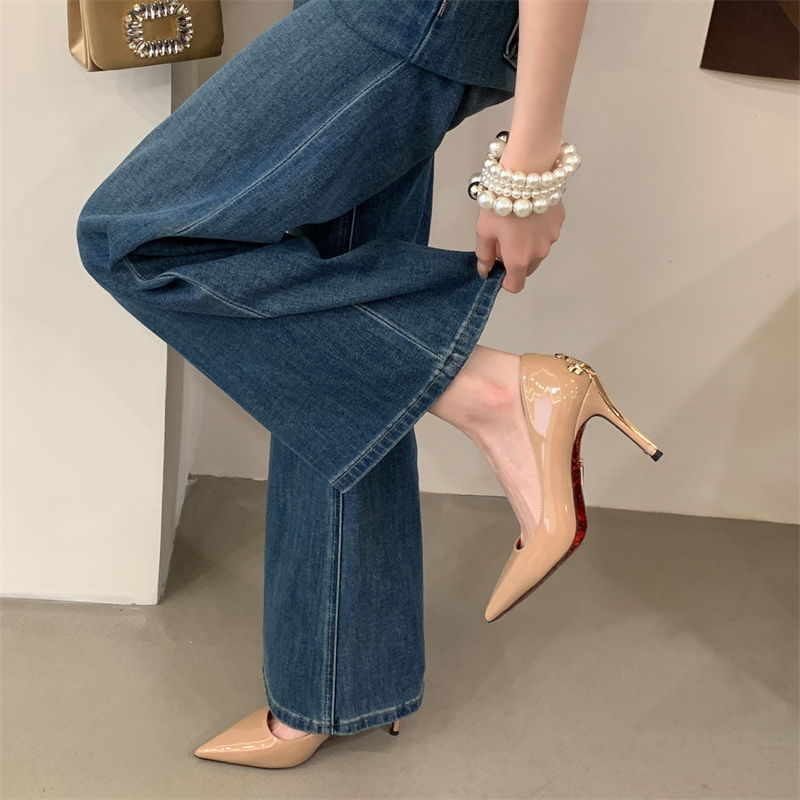 Luxury One Foot Royal Sister Sword Heel Single Shoes Women's Runway Pointed Toe Printed Sexy Light Mouth Red Sole High Heels - Image 3