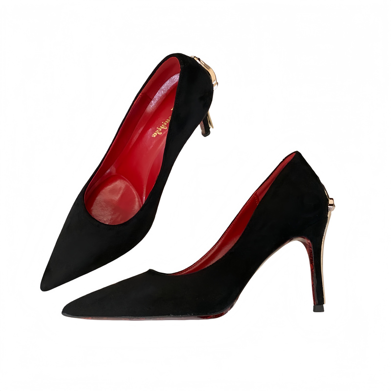Luxury One Foot Royal Sister Sword Heel Single Shoes Women's Runway Pointed Toe Printed Sexy Light Mouth Red Sole High Heels - Image 5